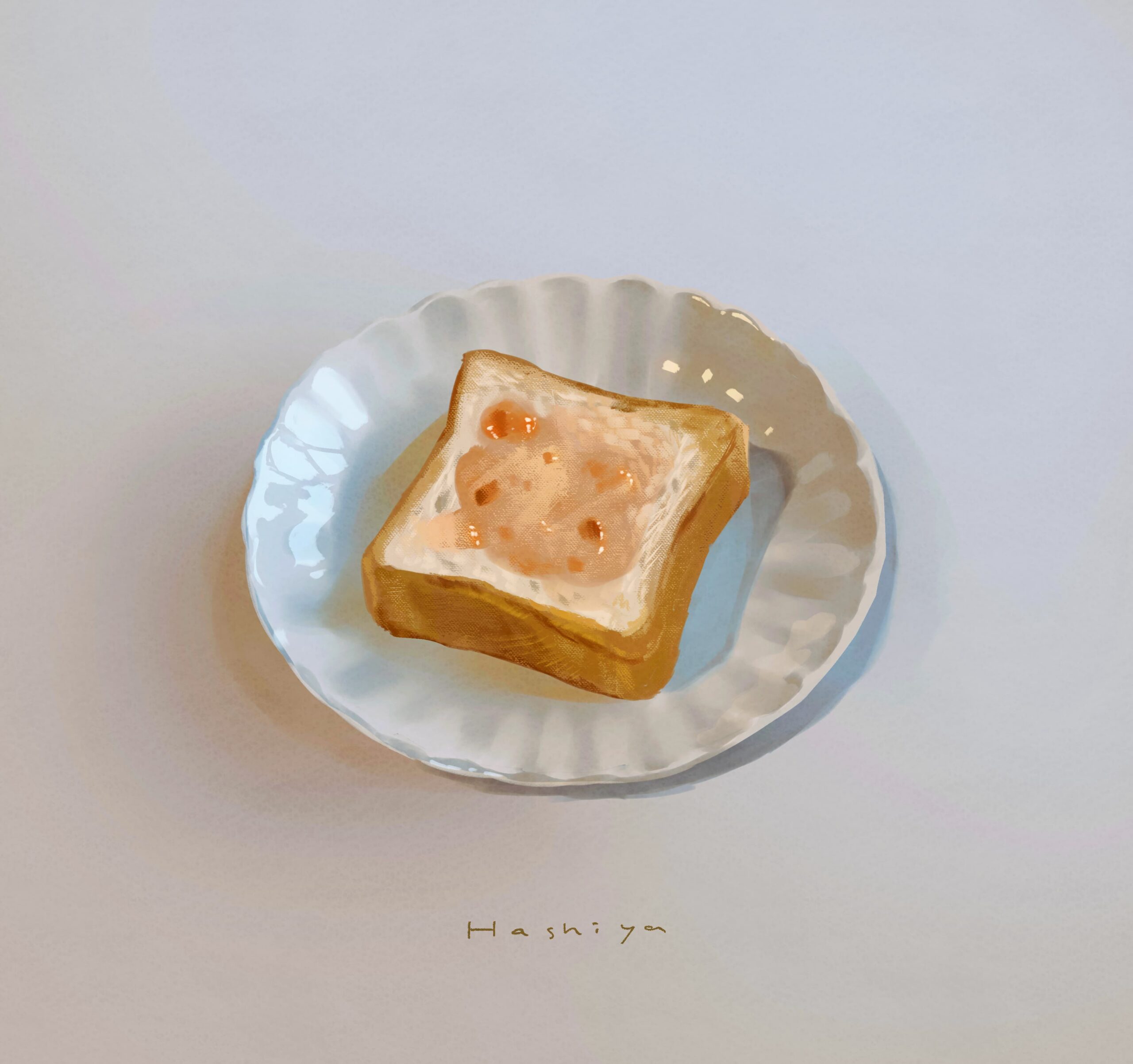 トーストのスケッチイラスト、デジタル